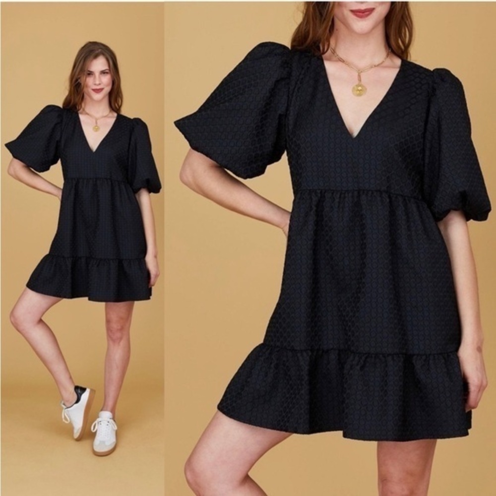Crosby by Mollie Burch Dress Izzy Mini Puff Sleeve in Black